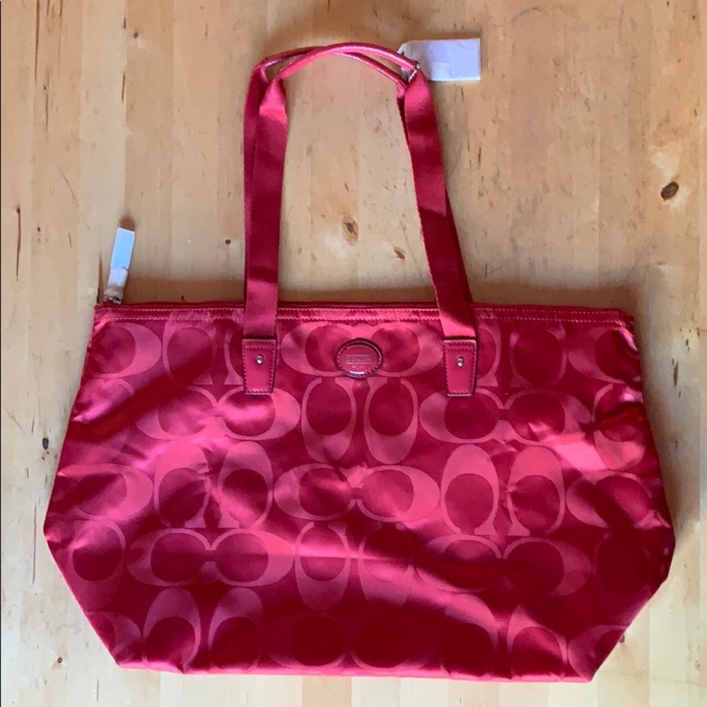 Coach Red Shoulder Bag Nylon